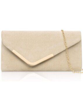 Women's Evening Bag w/Chain Envelope Shoulder Apricot Crossbody Handbags Sparkly